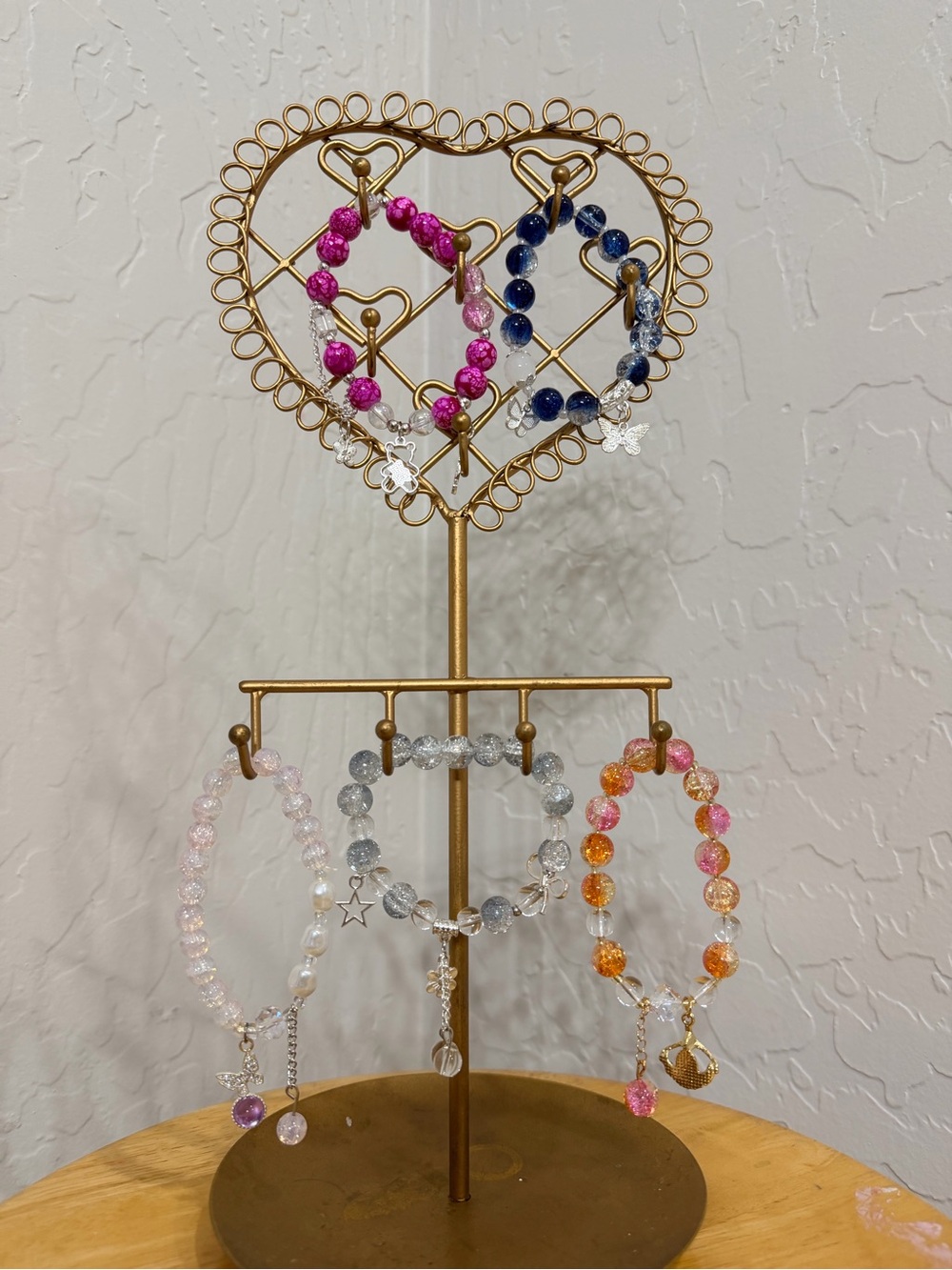 5 different Handmade Beaded Bracelet with Charm